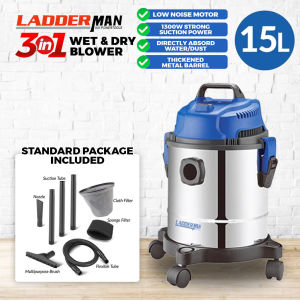 Ladderman 12 Months Warranty 3 IN 1 1600W Heavy Duty Stainless Steel Vacuum Wet Dry & Blower Penyedut Habuk Vacum Rumah