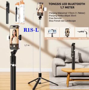 Tripod Tongsis Remote Bluetooth R1S 170cm 3in1 Tripod Monopod Tongkat Narsis 3in1 1.7 Meter Selfie Stick 360