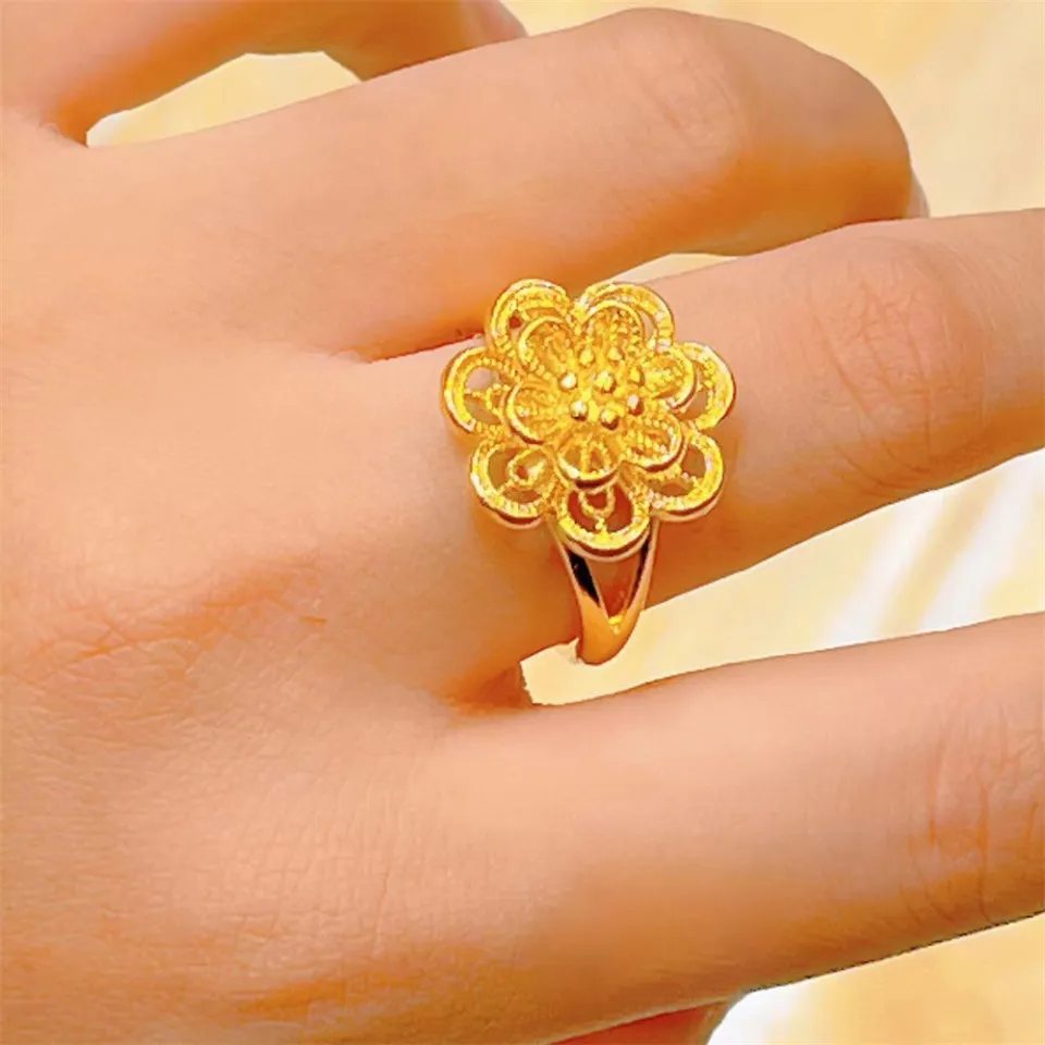 Flower Design Gold Plated Adjustable Finger Ring For Womens / Ladies /Girls  ( Golden )