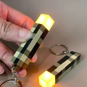 MC Game Mini Torch Flashlight LED Light USB Rechargeable Torch Keychain Backpack Pendant Kid Gifts