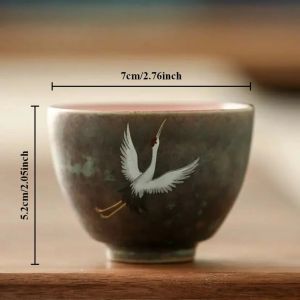 xpkQ 1PC Crane Tea Set Single Cup Tea CupPattern Retro Ceramic Coffee Mug Home Drinking Utensils Chinese style 8N6Y2