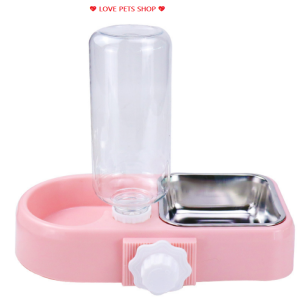 Bình đựng nước gắn chuồng tự động kèm chén ăn inox cho Chó Mèo (mẫu mới) - Love Pets Shop