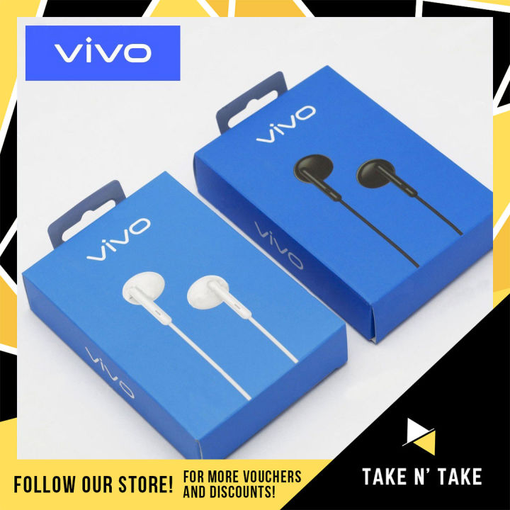 VIVO (WHITE) Authentic Universal Stereo Earphone with call answer button,  noice cancellation jack Lazada PH