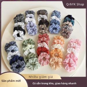Hàng có sẵn✨ 5Pcs Polka Dot Tóc Quan Hệ Thanh Lịch Dễ Thương Vải Scrunchies Với Hoa In Ngọt Ngào Hoa Dot Tóc Ban Nhạc Học Viện Phong Cách Cho Các lứa tuổi