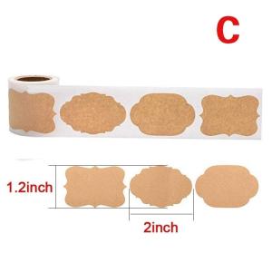 300Pcs/Roll Kraft Paper Label Handmade Blank Gift Tags Spice Jar Glass Bottle Stationery DIY Kitchen Sealing Stickers