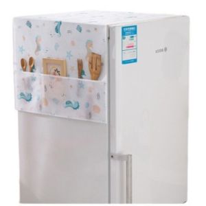 JURHOMIE PEVA Refrigerator Dust Cover Waterproof Washable Foldable Storage Dust Cover with Storage Bag Household Appliance Cover