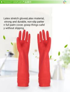 LONG SIZE THICK Rubber Gloves Home Multipurpose Household Natural Latex Dish Clothes Washing Gloves