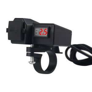 AUTOFun Motorcycle Digital Voltmeter Charger Motor Cas HP Motor 2 USB 3.1A 10-24V Universal Dual USB Charger +Voltmeter