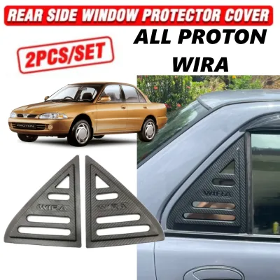 2pcs Proton Wira Window Cover 3D Carbon Rear Side Mirror Cover Protector Door Visor Sunlight Protection Sunshade Sun Shade Accessories