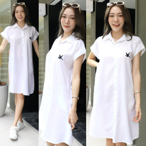 ชุดเดรสผู้หญิง ชุดกระโปรงผู้หญิง กระโปรงยาว เดรสยาว เดรสยาวสาวอวบ ชุดเที่ยวทะเลเดรสเที่ยวทะเล เดรสเชิ้ตยาว ลายมาใหม่ ใส่สบายไม่ร้อน