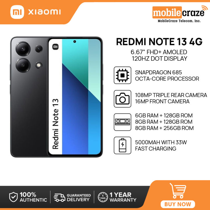 Xiaomi Redmi Note 13 4G Smartphone | 6GB+128GB/8GB+128GB /8GB+256GB ...