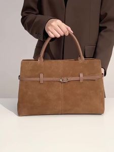Túi tote da lộn cỡ lớn túi xách tay da mờ dung tích lớn túi công sở da thật phong cách phóng khoáng túi đeo vai đeo chéo nữ