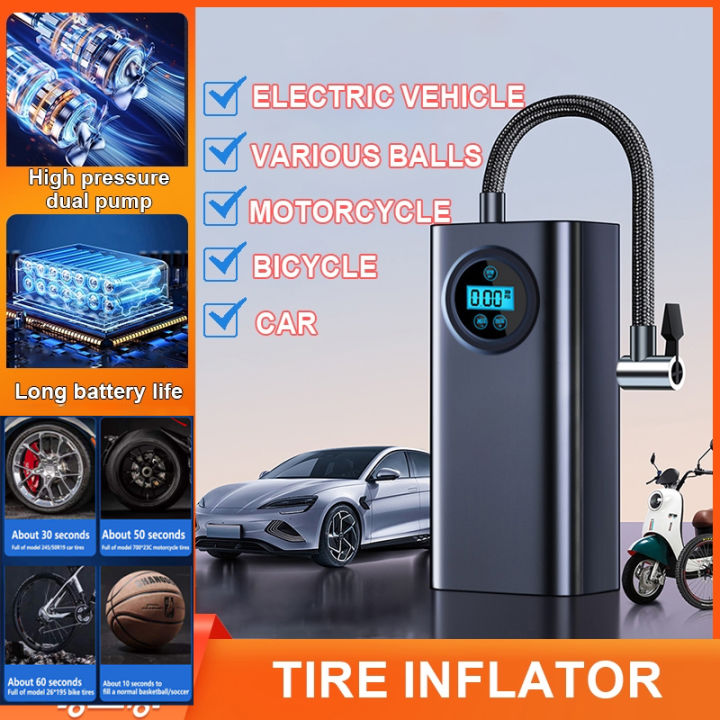Portable Tire Inflator Electric Air Pump For Motorcycle Air Compressor ...