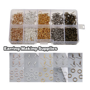 Earring Making Supplies Kit: 500pcs Open Jump Rings & 100pcs Earring Hooks Connector Set