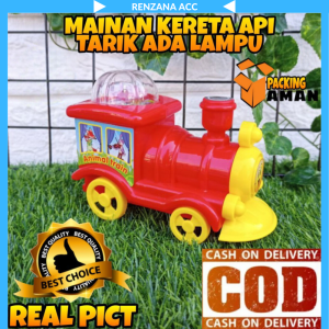 Mainan Anak Kereta Api Tarik LED - Mainan Kereta Api Berjalan LED