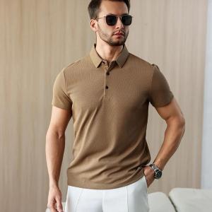 New Mens Business Casual Short Sleeved Shirt Solid Color Polo Shirt Fashionable Breathable Comfortable Versatile Top