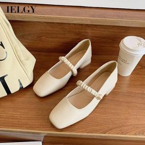 IELGY Womens Korean Square Toe Chunky Heel Loafers