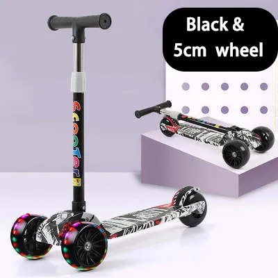 Babelovey Kids 3 Wheels Kids Scooter Kids Outdoor Toy Folding Scooter Adjustable Height Flash Wheel