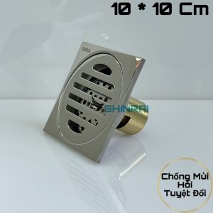 ( 15*15 Cm - Đồng Thau Đúc Mạ Crom Bóng ) Phễu Thoát Sàn  Ga Thoát Nước Nhà Tắm Chống Mùi Hôi Tuyệt Đối Đáy Thoát Lớn