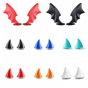 PENGQ 1pair Silicone Rubber Horn Shaped Headwear Wing Shaped Cool Moto Helmet Decoration Motorcycle Helmet Accessories Universal Motorcycle Helmet Horn Motocycle