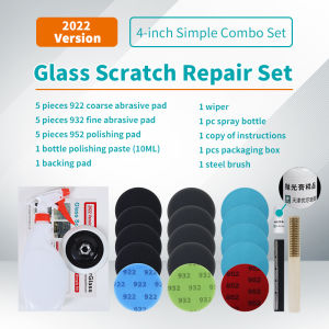 Glass Scratch Remover Repair System Kit Sanding Abrasive Discs Polishing Pads Remove Tempered/Curtain Wall etc. Glass Scratch