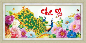 Tranh Chữ Thư Pháp - Tranh Đính Đá 5D Tự Hoàn Thành Kích Thước 40x30cm - Tranh Gắn Đá DIY