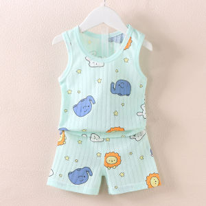 2-Piece Baby Kids Cute Cartoon Sleeveless Tank Top + Shorts