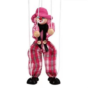 538TD For New Year Funny Wooden Joint Activity Colorful Children Gifts Handcraft Toy Pull String Puppet Puppet Puppet Clown