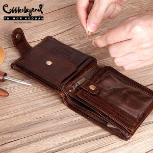 Cobbler Legend Cowhide Leather Mens Short Wallets Coin Purses Male Credit Cards Holder