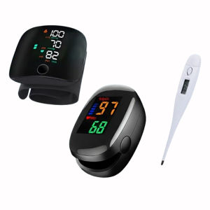 3In1 Rechargeable Wrist Blood Pressure Monitor With Fingertip Pulse Oximeter(SMH-01) And Digital Thermometer with Beeper