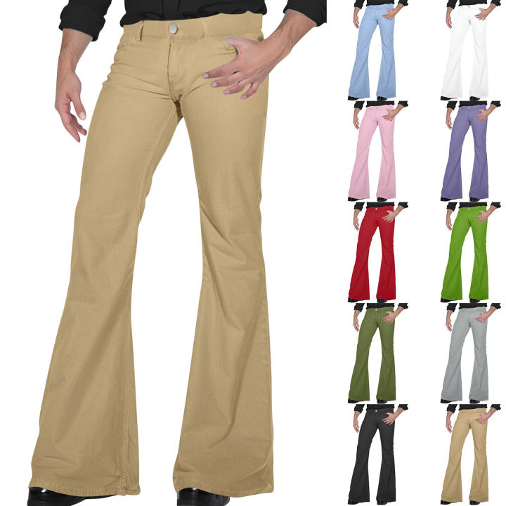 Men's Vintage Bell Bottom Pants 70s,Disco Flared Pants Fit 70s