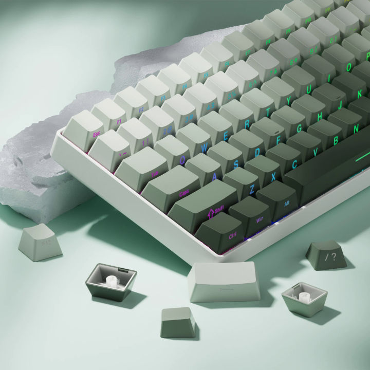 Keycaps Gamer 136 Key Gradient Green PBT Double Shot Side Print Shine Through Backlit ...
