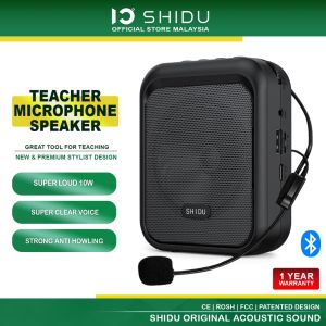 SHIDU ProTeacher Sound Amplifier with Wireless Mic & Bluetooth Connectivity | 10W | Portable Rechargeable Audio Player | Black