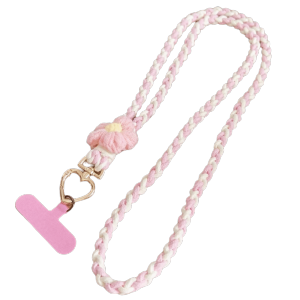 BLACKON Detachable Flowers Phone Lanyard Phone Charm Rainbow Color Phone Woven Chain Fashion Long Cell Phone Strap Women Girls