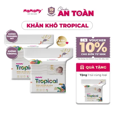 Khăn khô đa năng Mamamy Tropical 160 tờ/túi dành cho mẹ và bé cao cấp chính hãng sợi vải thuần tự nhiên và rayon