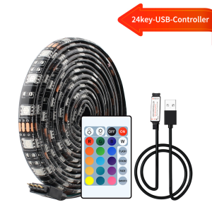 5M LED Strip Light 5050 IP65 RGB LED Light Strip Flexible Ribbon Stripe DC 5V Diode Tape 24key IR Controller For Room Decorate