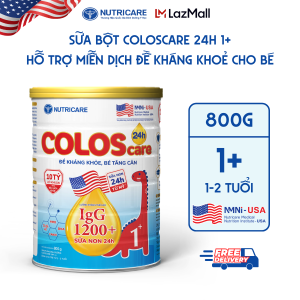 Sữa Bột COLOSCARE 24h 1+ Nutricare Bé Tăng Cân Đề Kháng Khoẻ Với Sữa Non 24h và 10 Tỷ Lợi Khuẩn từ 1-2 Tuổi (Lon 800G)