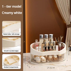 360° Rotating Makeup Organizer Multi-Layer Cosmetic Storage Box Dustproof Skincare Rack for Vanity Bathroom