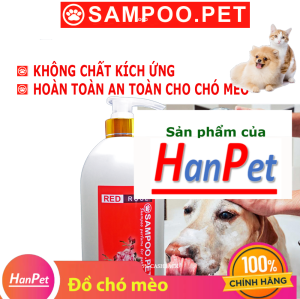 Hanpet - Sampoo RED - Sữa tắm Nước hoa dành riêng cho chó mèo - Sữa tắm chó mèo thơm lâu và sạch ve rận SOS chó
