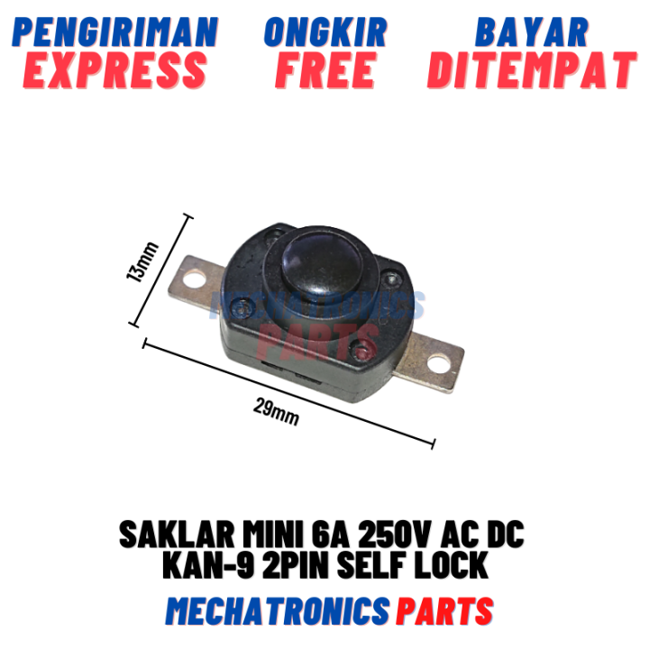 Saklar Mini 6A 250V AC DC KAN-9 2Pin Self Lock Switch Button On Off ...