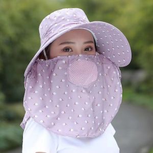 GUK Topi Visor Lipat Wanita Anti UV Lebar / Topi Cadar Penutup Wajah / Topi Pantai Cadar Lebar COD