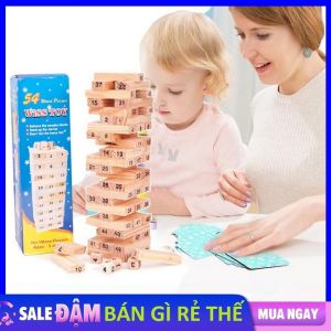 Bộ Đồ Chơi Rút Gỗ 54 Thanh Loại Lớn Làm Từ Gỗ Tự Nhiên An Toàn khi Sử Dụng Giúp Trẻ Rèn luyện Tính Cẩn Thận và Khéo Léo