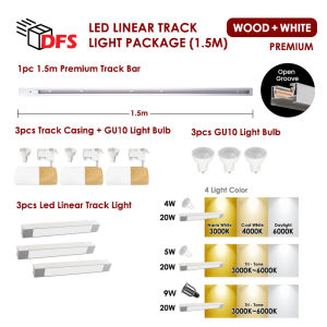 DFS LED LIGHT LED Wooden Track Light 3 pcs with Linear Track Light 2pcs 1.5m Track Complete Set