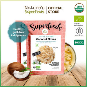 Bundle Deal: Natures Superfoods Organic Coconut Flakes Snack 50g x2 | Roasted l Crunchy Chips