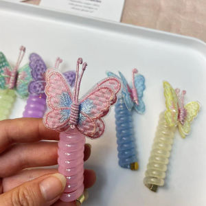 Girls Elastic Butterfly Spiral Hair Rope Hair Tie Heart Plastic Rubber Ponytails