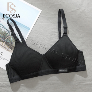 ECOSJA Fashion Stripe Young Girl Cotton Ring Top Bracket Cotton Chest UnderwearElegant Black Cotton Camisole with Lace Trim - Comfort Fit for Women