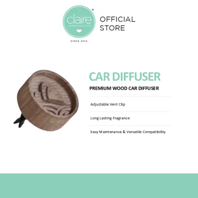 Claire Organics Car Wood Diffuser with Vent Clip (Compatible with Essential Oils & Fragrance Blends)