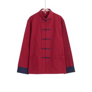 Mùa xuân mùa thu Mens võ thuật kung fu Áo khoác tang phù hợp với bông Trung Quốc phong cách áo sơ mi Tops R