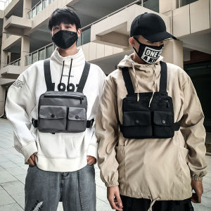 กระเป๋าเอวผู้ชายซองใส่หน้าอกสำหรับผู้ชายเสื้อเกราะยุทธวิธีแพ็คบุรุษกระเป๋าท้องผ้าใบกระเป๋าคาดเอวกระเป๋าใส่ของสตรีท