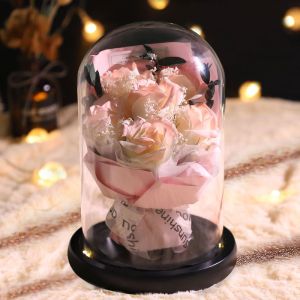 4Li for Girls Birthday Gift Preserved Fresh Flower Dried Flowers Ice Crushing Blue Rose Sunflower Bouquet Gift for Girlfriend